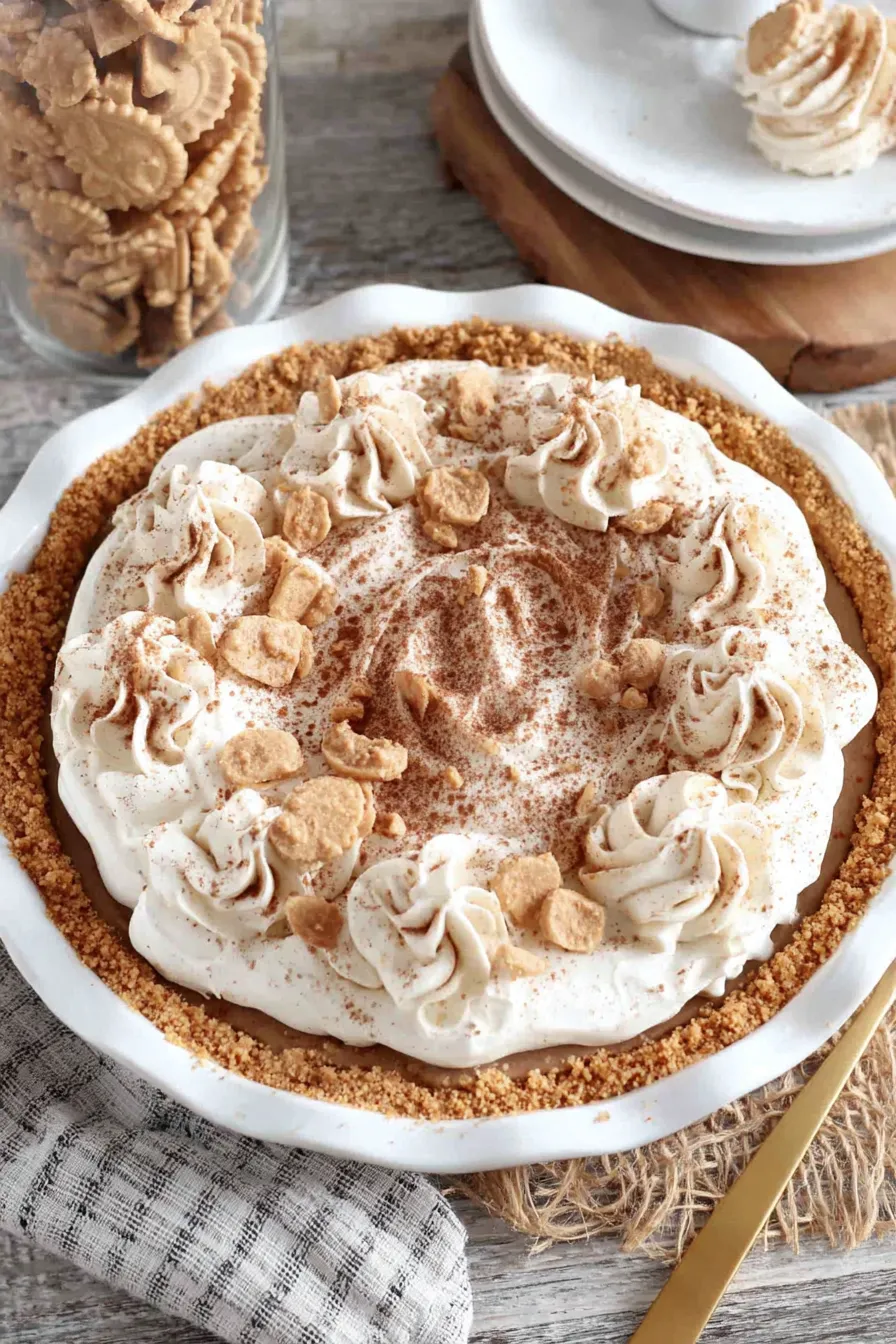 Cinnamon pie with apple cider meringue on a baking sheet