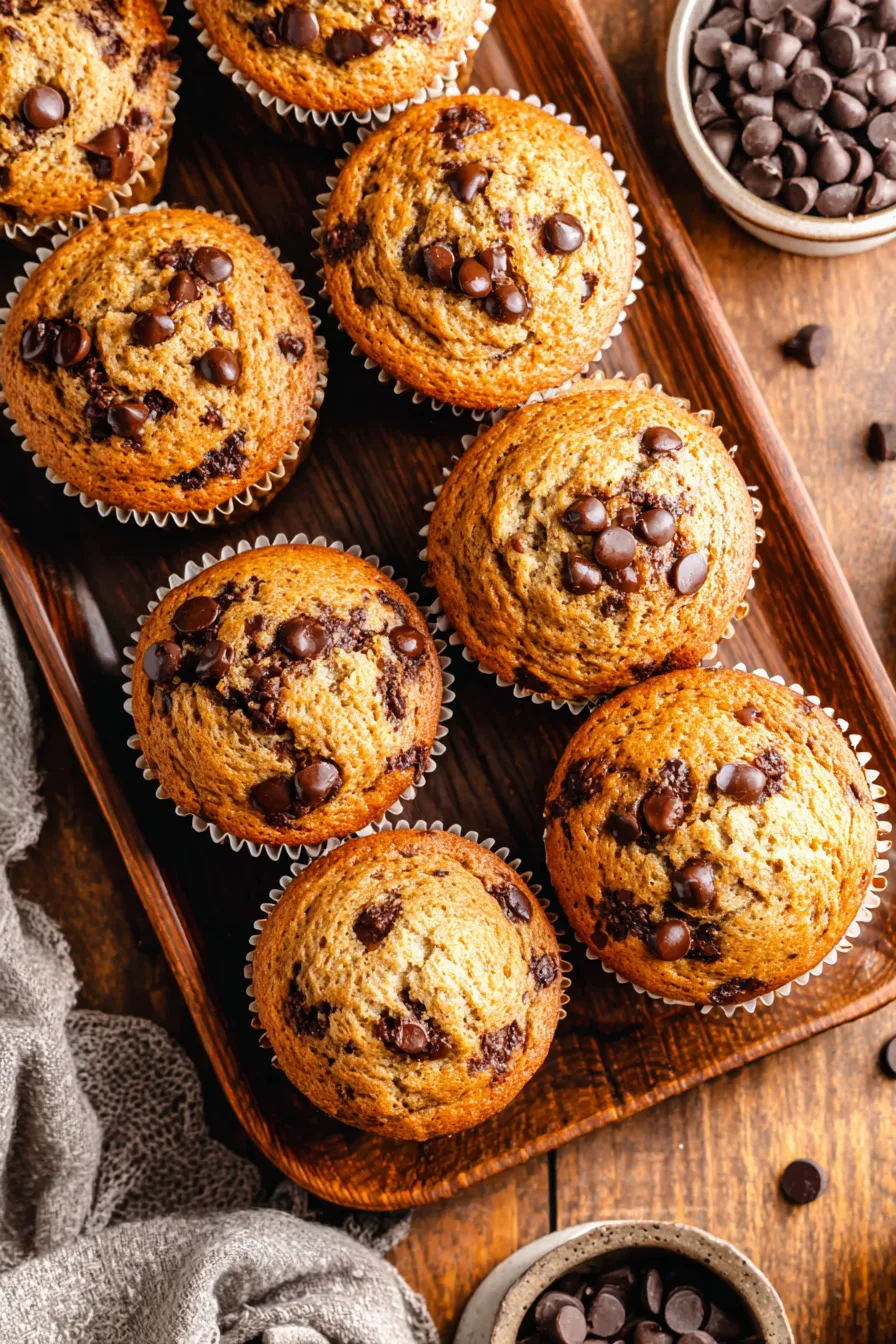 A close up of the muffin crumb showing banana and melted chocolate