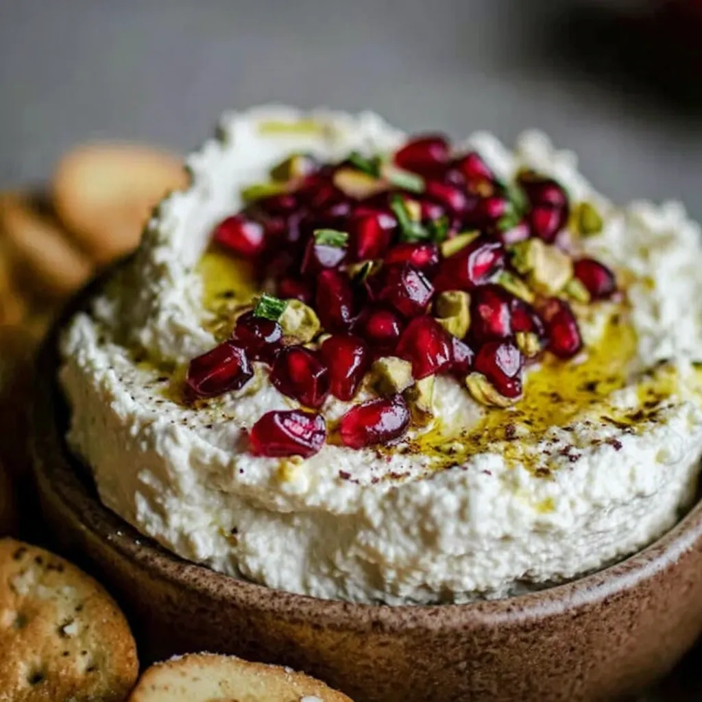 Irresistibly Easy Pomegranate Pistachio Whipped Feta Dip
