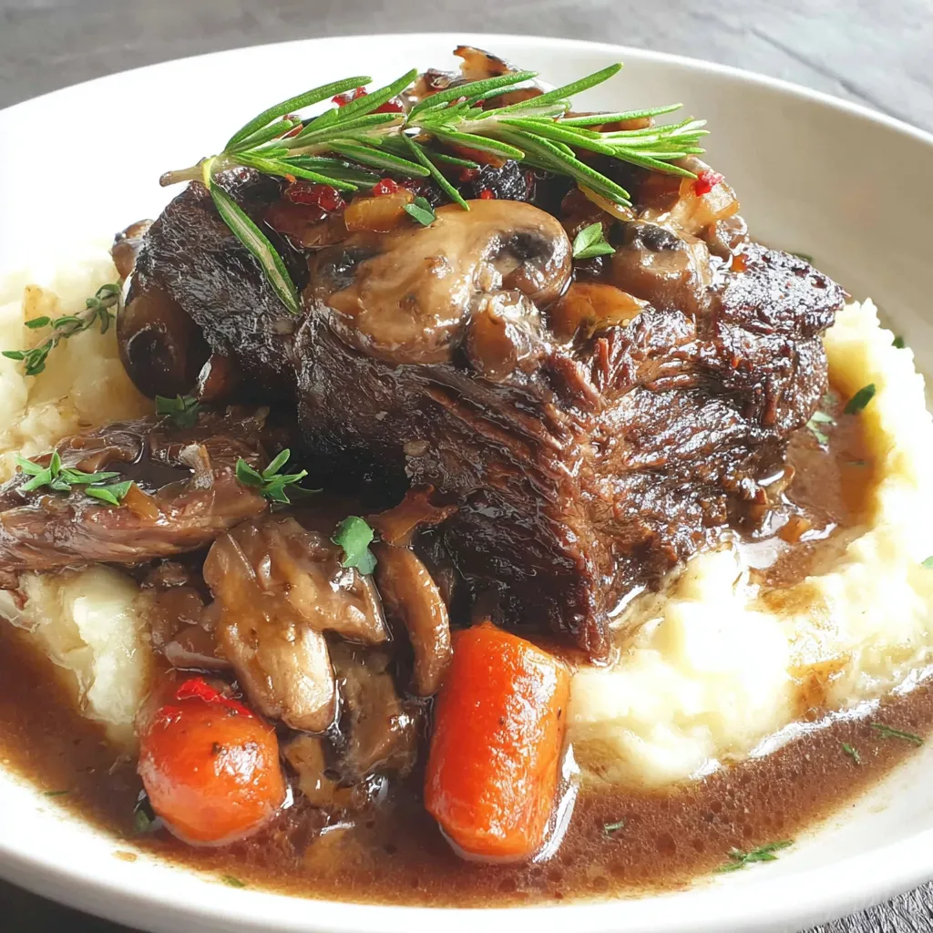 Red Wine Braised Short Ribs with Mushrooms