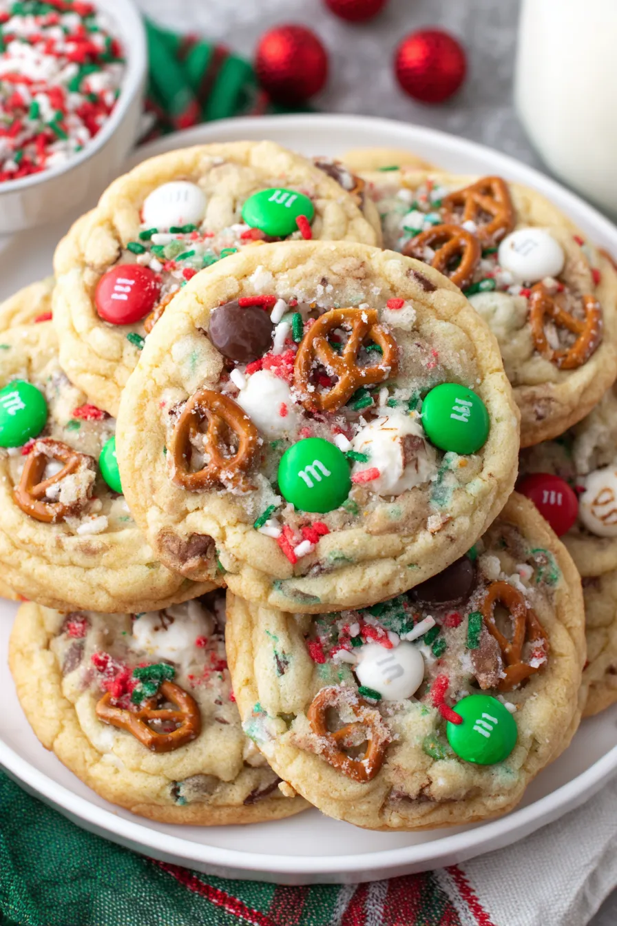 Christmas Kitchen Sink Cookies on baking tray