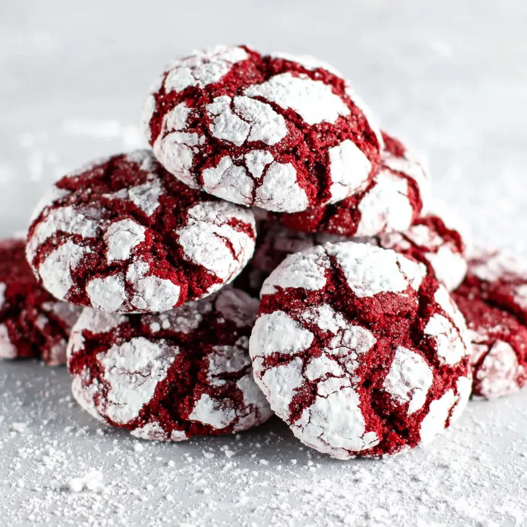 Soft Baked Red Velvet Crinkle Cookies