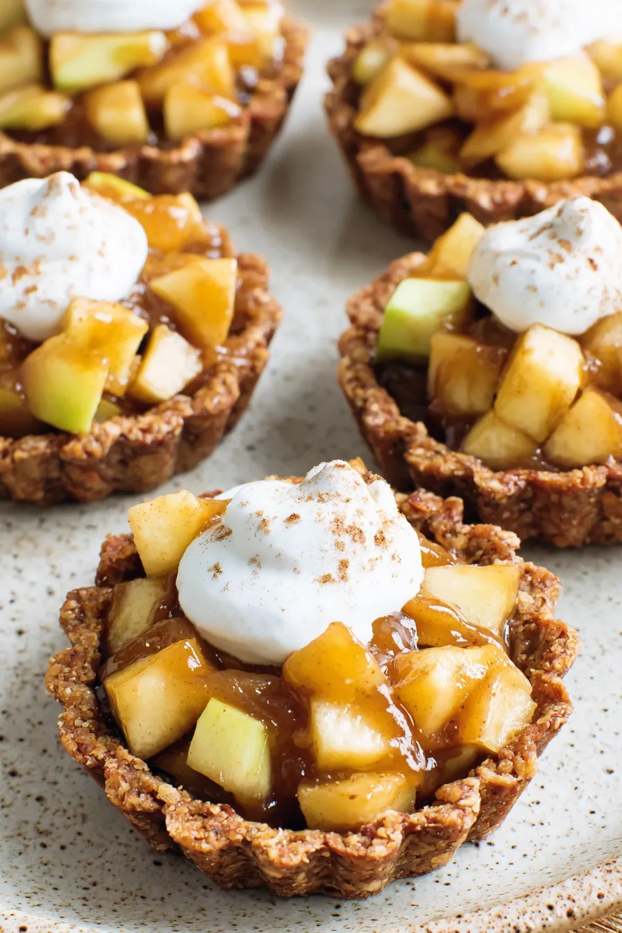 No bake caramel apple tartlets on parchment