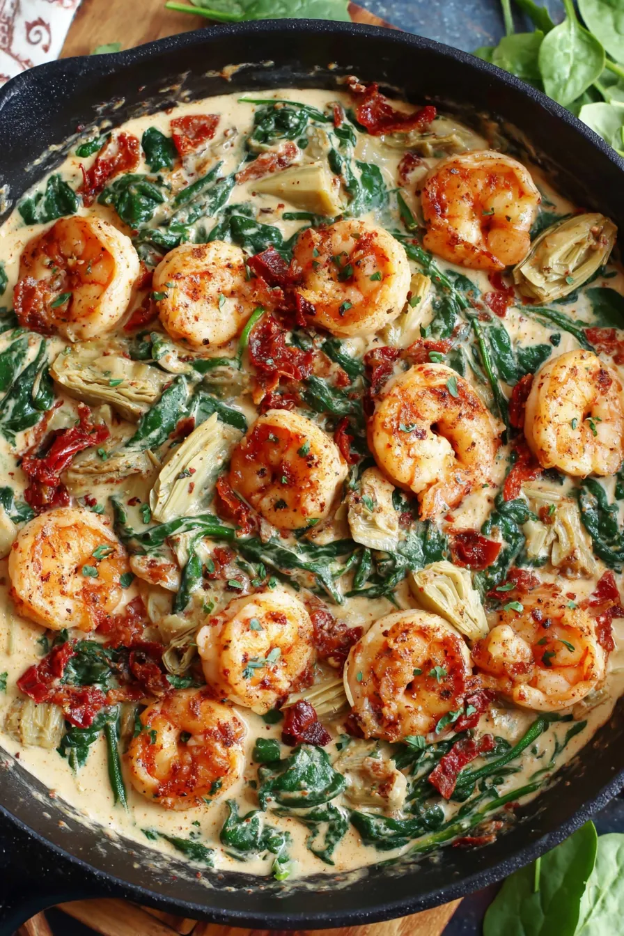 Seared Tuscan shrimp in cream sauce