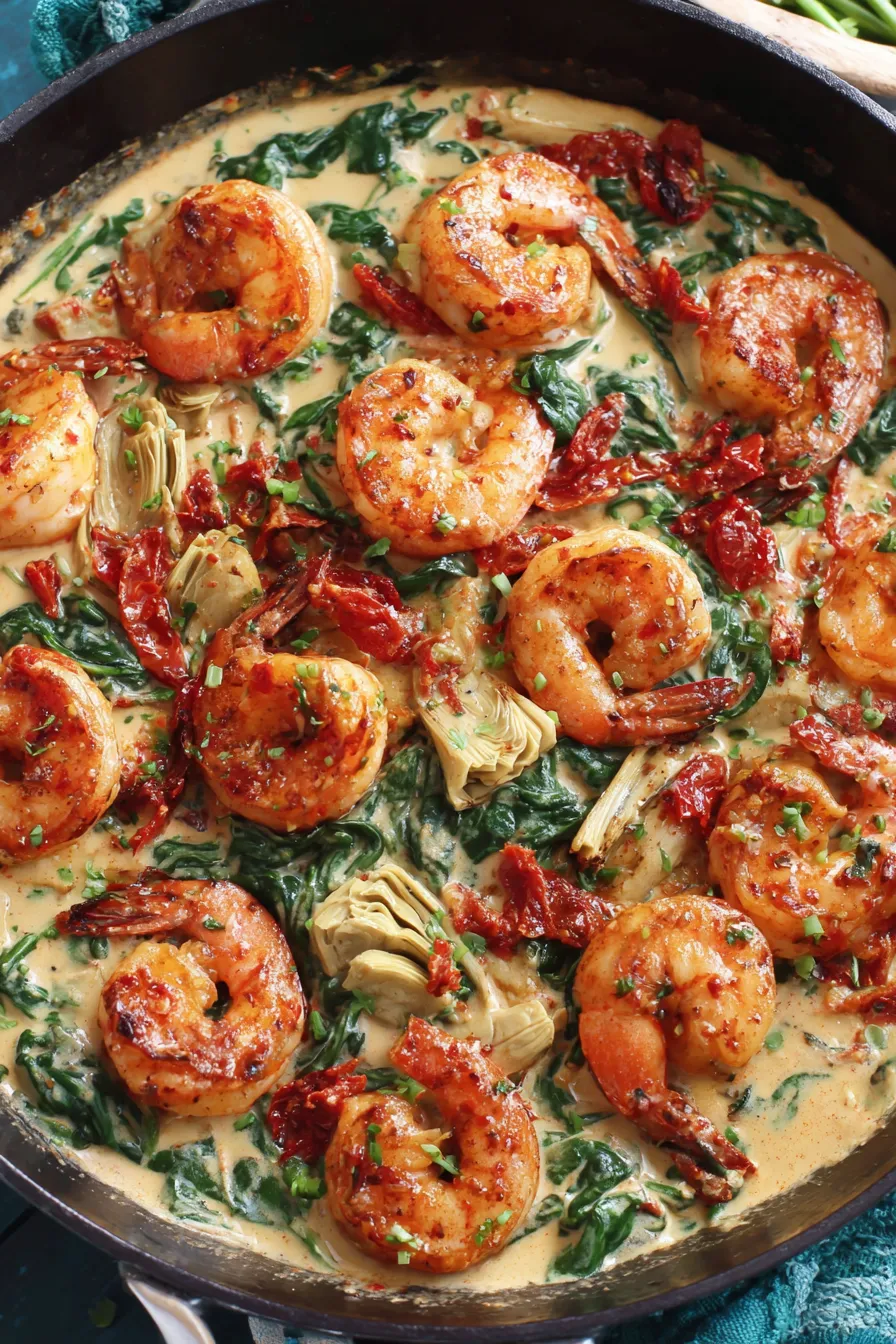 Creamy Tuscan sauce with sun-dried tomatoes and artichoke hearts