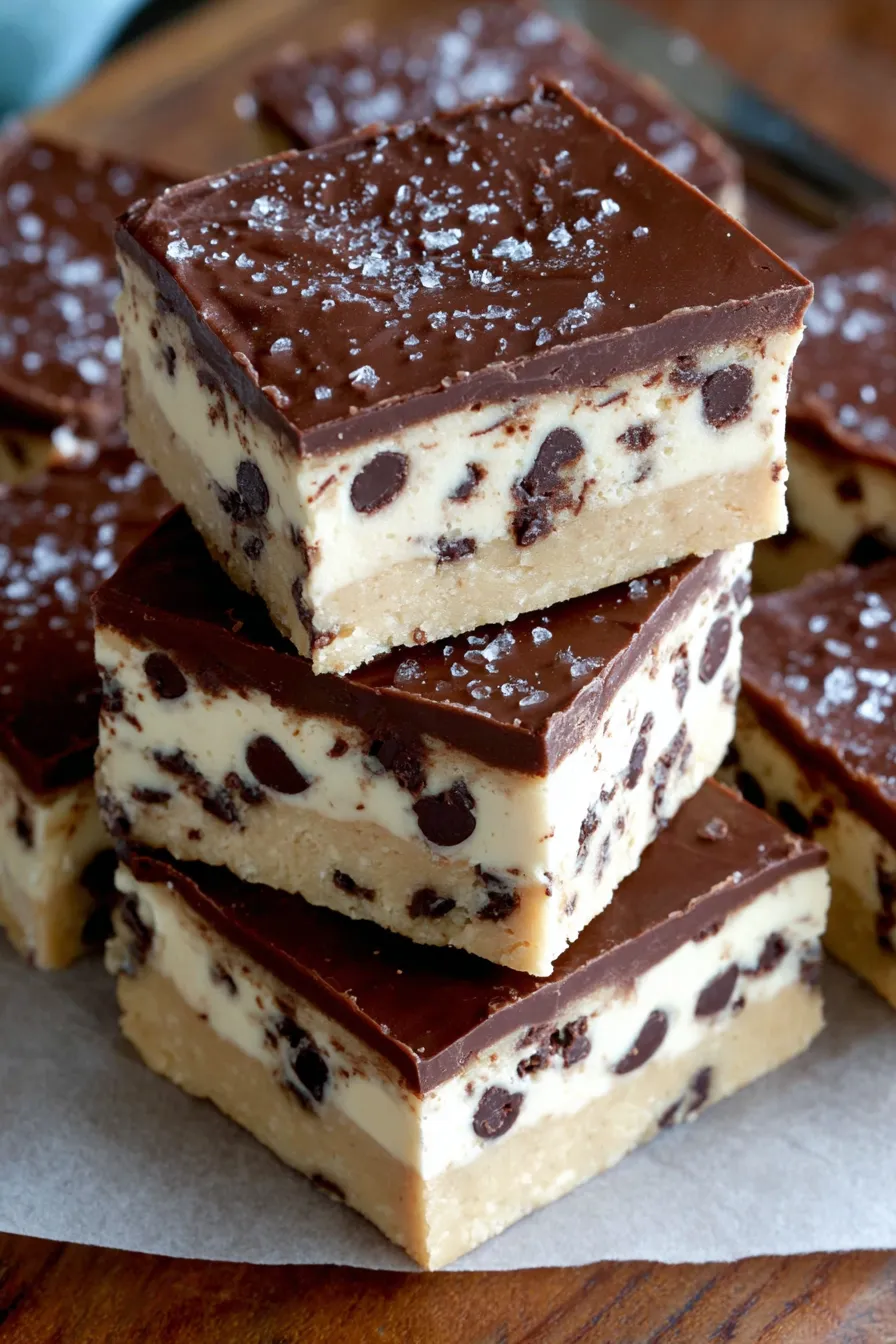 Chocolate Chip Cookie Dough slab being sliced