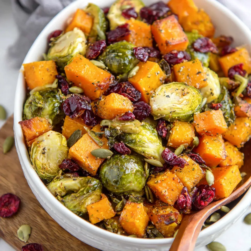 Roasted Butternut Squash and Brussels Sprouts