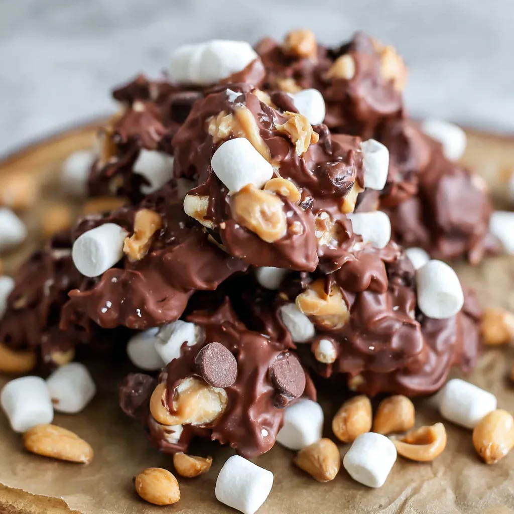 Easy Fluffy Chocolate Marshmallow Peanut Clusters