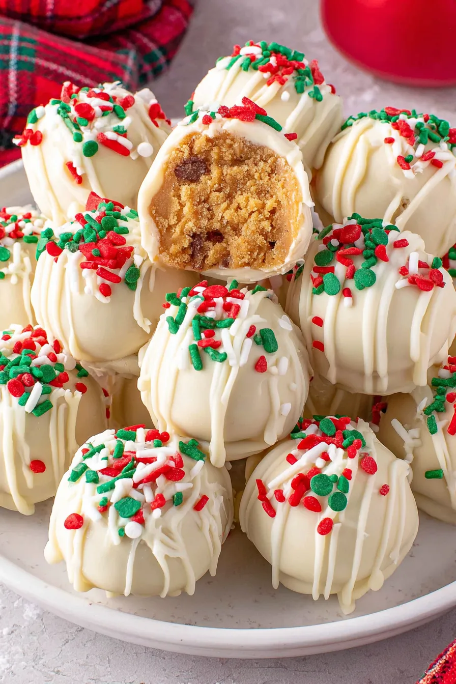 White chocolate coated peanut butter truffles on parchment
