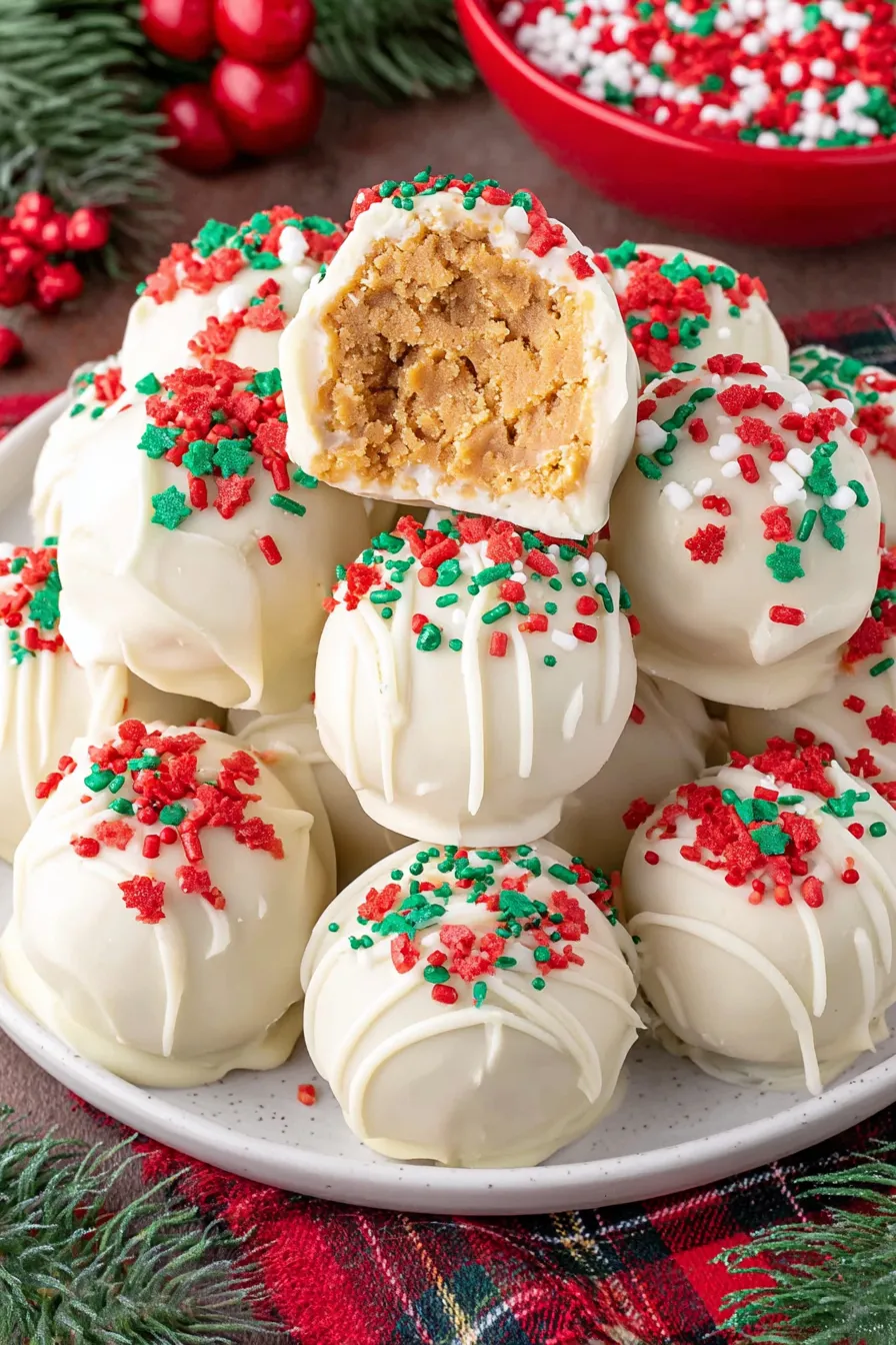 Festive truffles decorated with sprinkles on a serving plate
