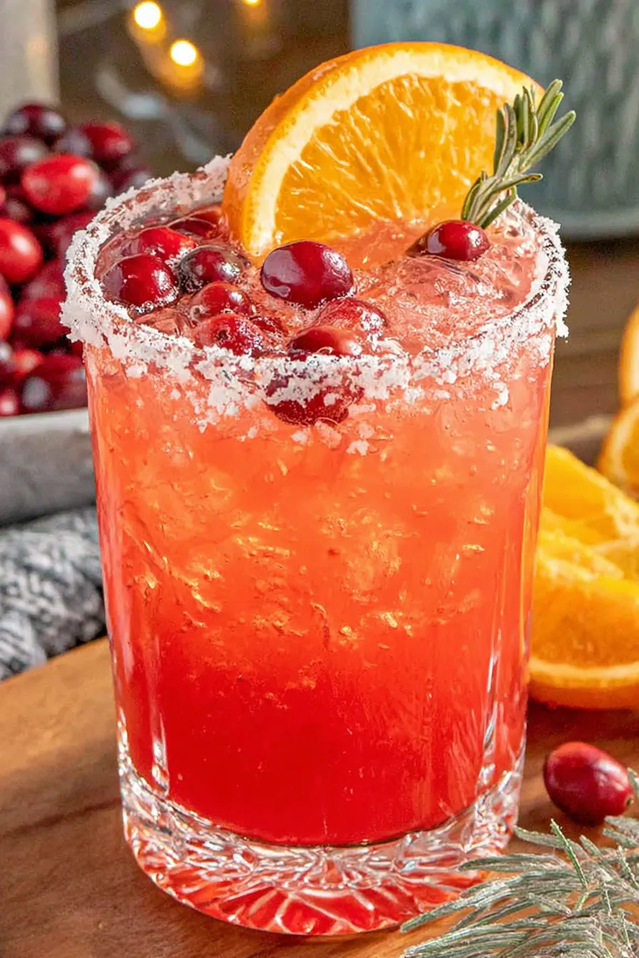 Punch bowl with cranberries and orange slices
