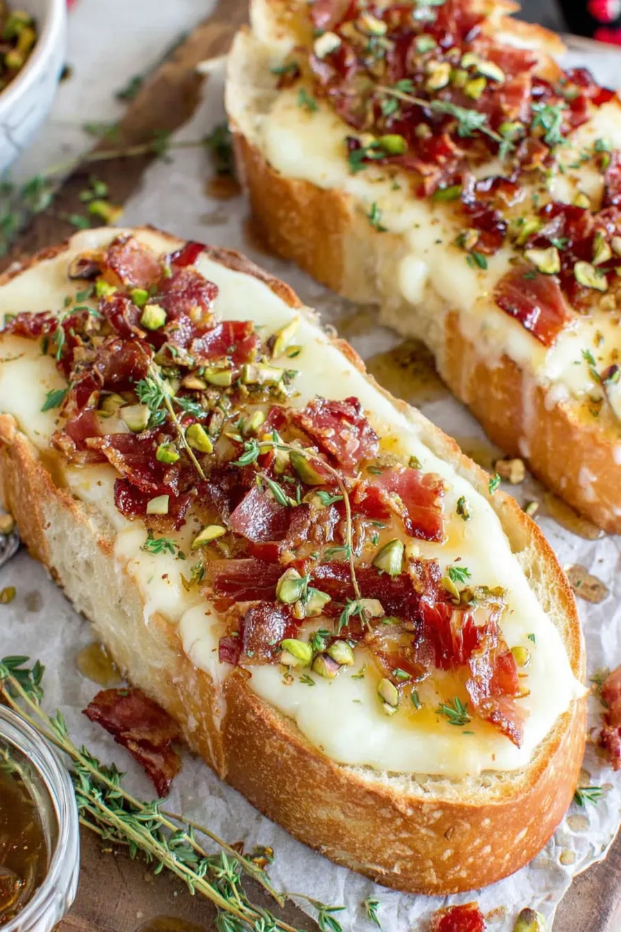 Close-up of Melted Brie and Toppings