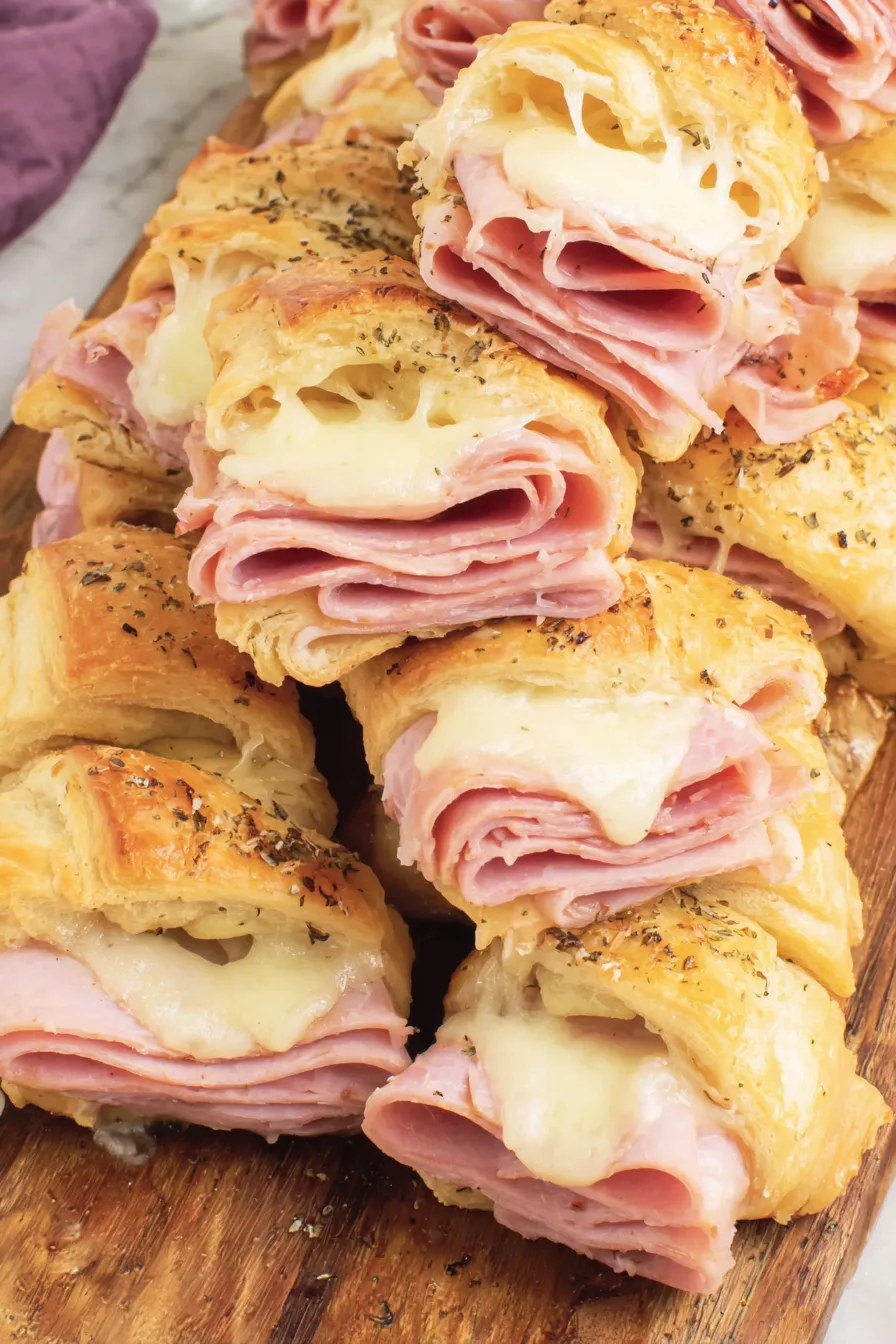 Golden baked top of ham and cheese loaf fresh from the oven