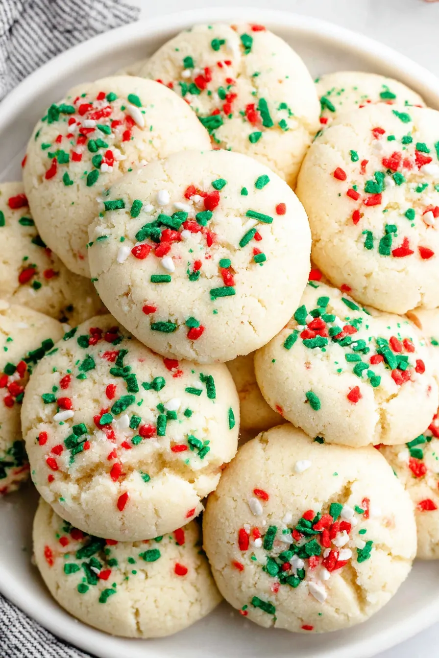 Baked shortbread cookies cooling on rack with festive sprinkles