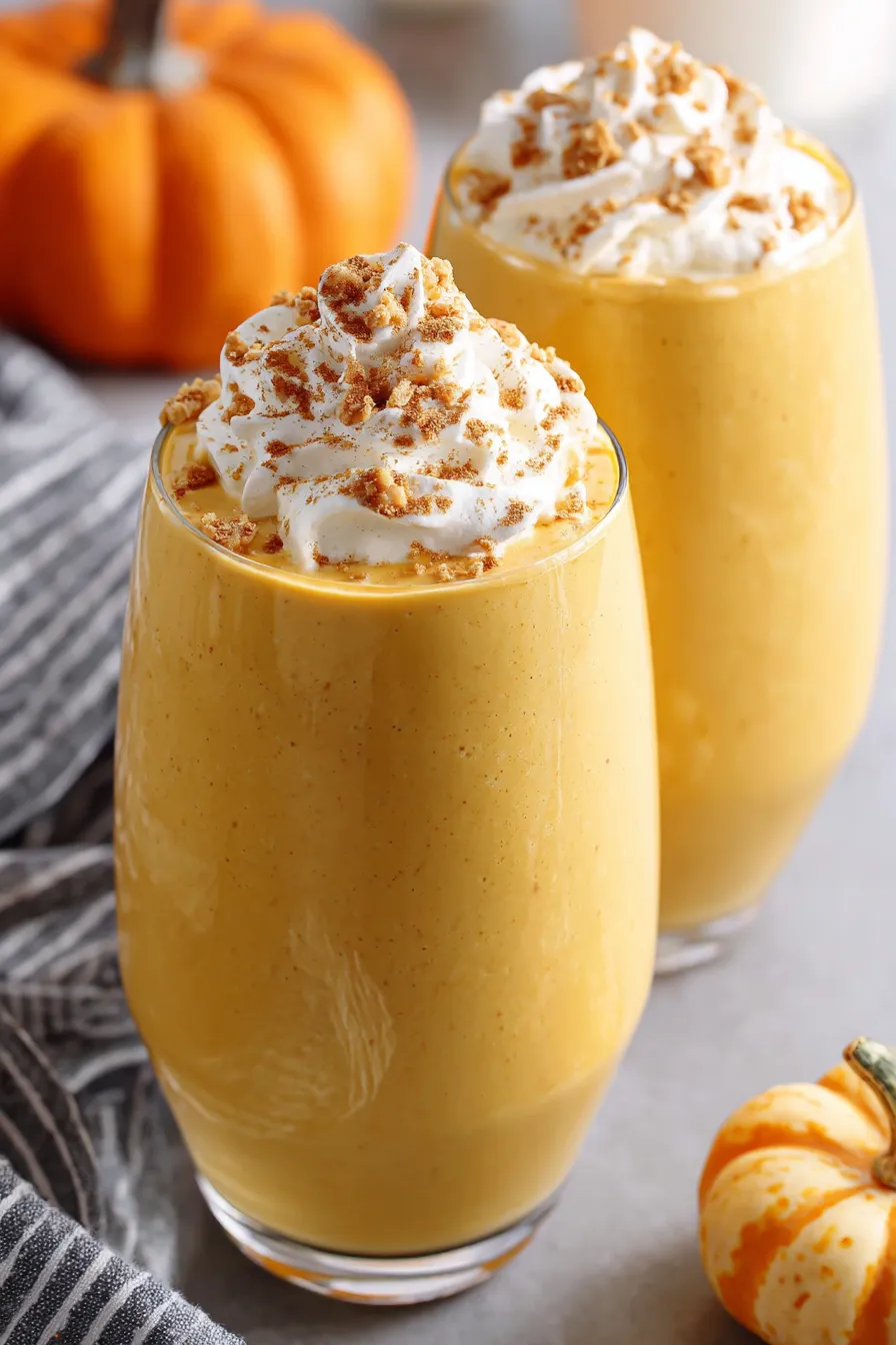 Ingredients for pumpkin smoothie laid out on a counter