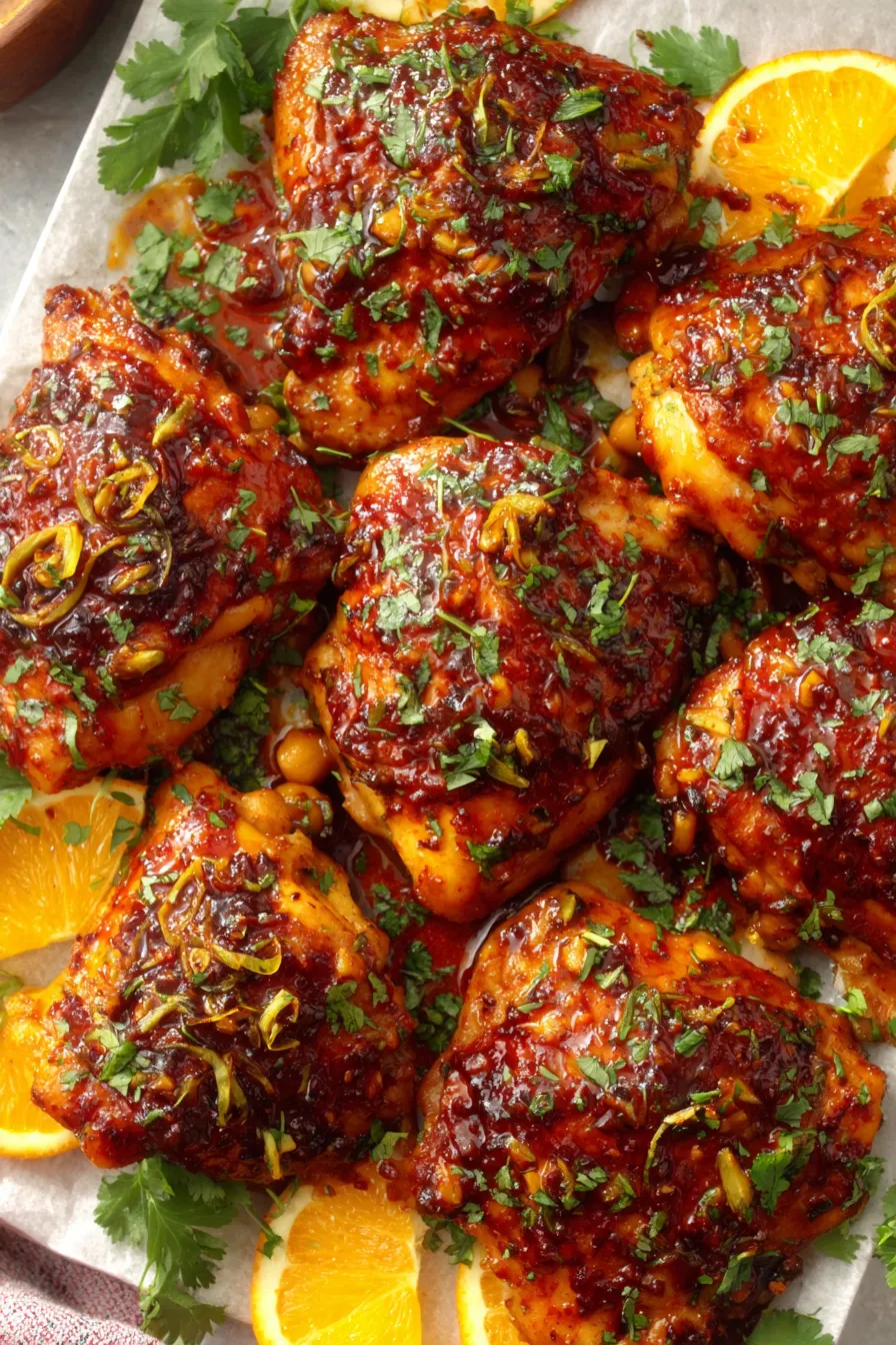 Sheet pan harissa orange chicken with roasted vegetables