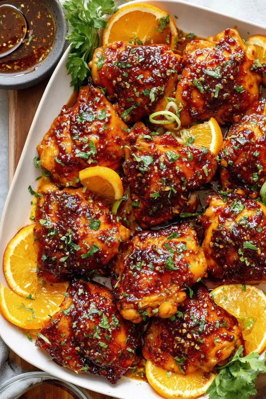 Close up of harissa glazed chicken