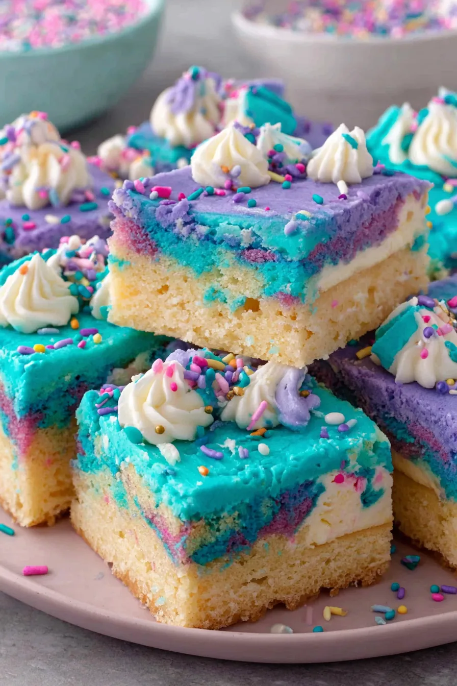 Funfetti Unicorn Bars on cooling rack