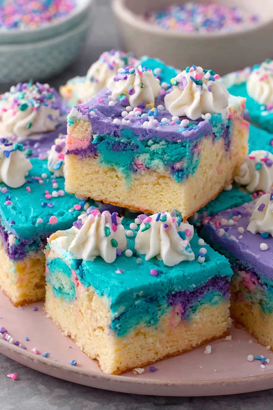 Colorful swirled frosting close-up