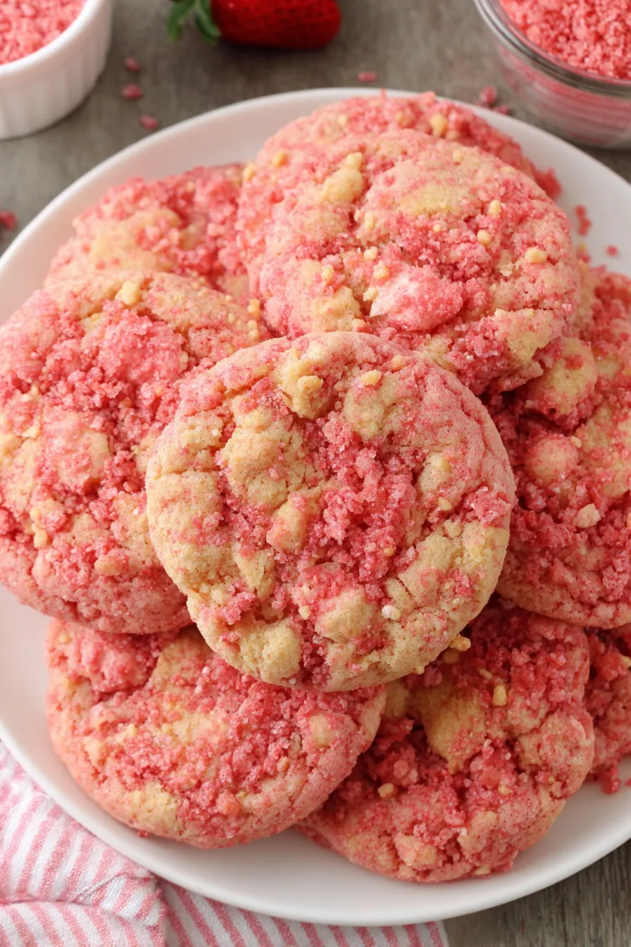Bowl of crushed Golden Oreos mixed with strawberry gelatin for coating