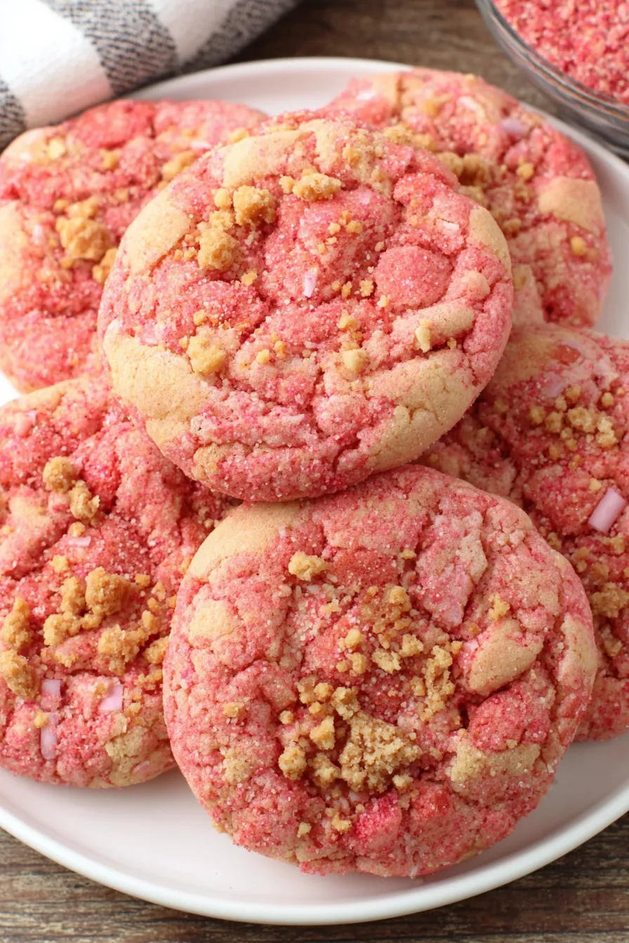 Plated Strawberry Crunch Cookies ready to serve