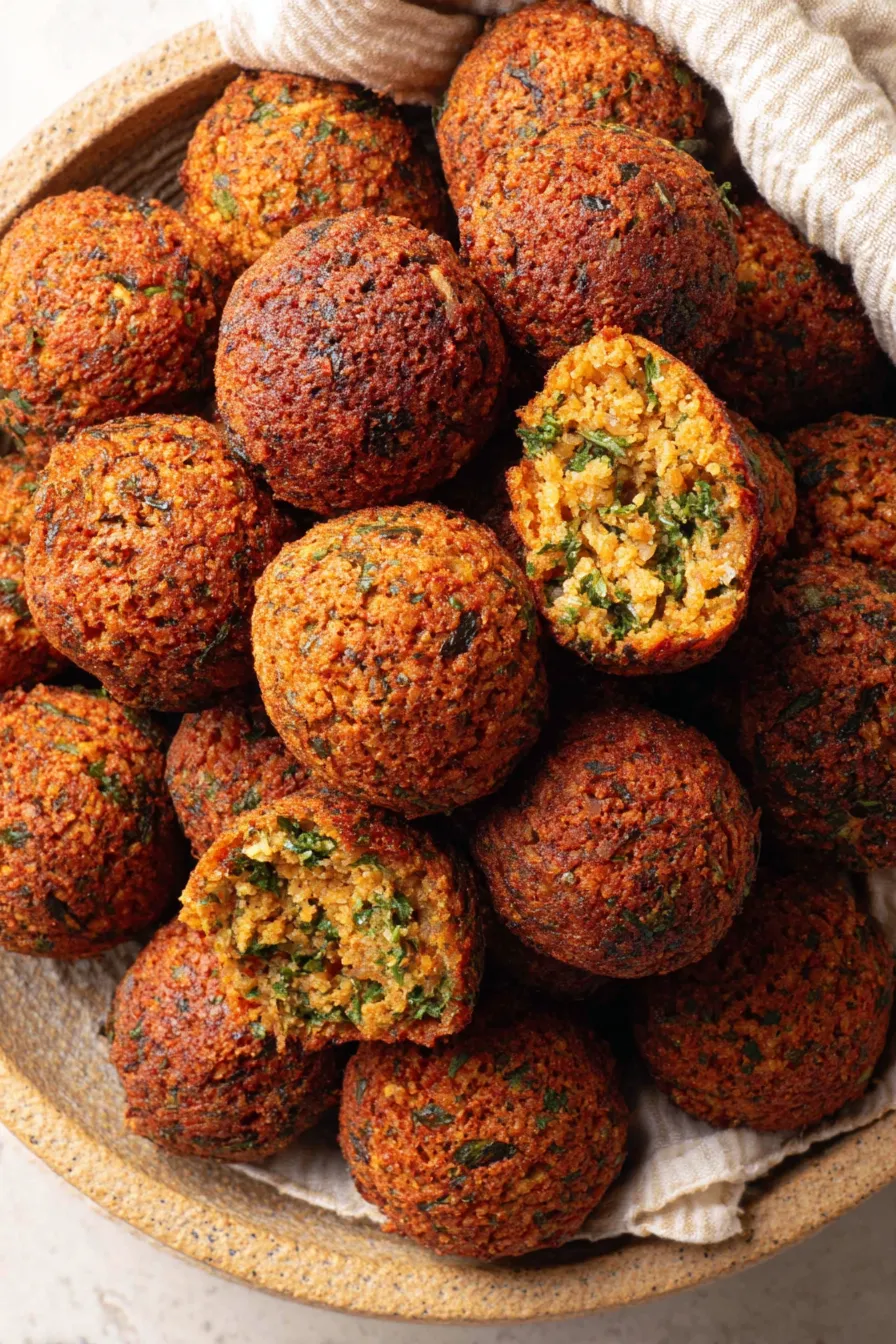 Falafel ingredients on a cutting board