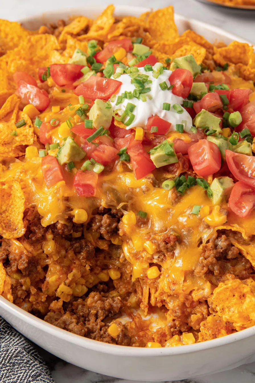 Doritos Taco Casserole fresh from the oven
