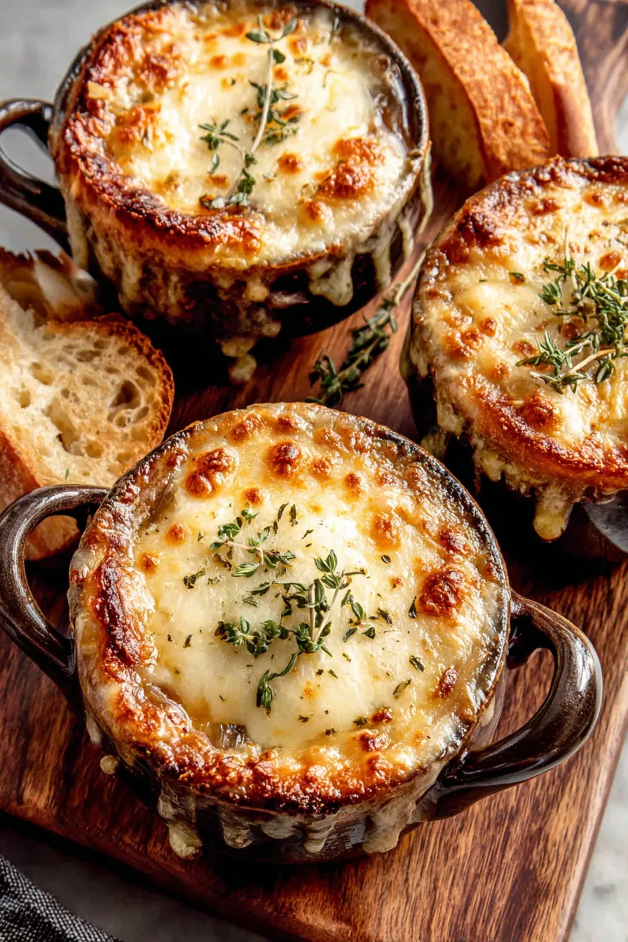 Toasted baguette slices with grated Gruyere