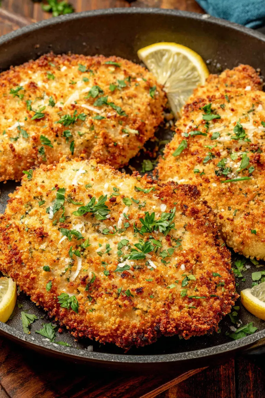Panko chicken on baking tray, golden and crisp