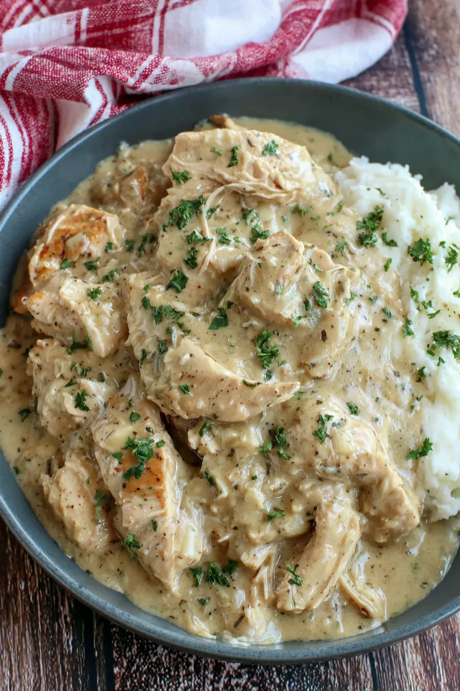 User provided content image 2 showing serving suggestion of chicken and gravy over rice