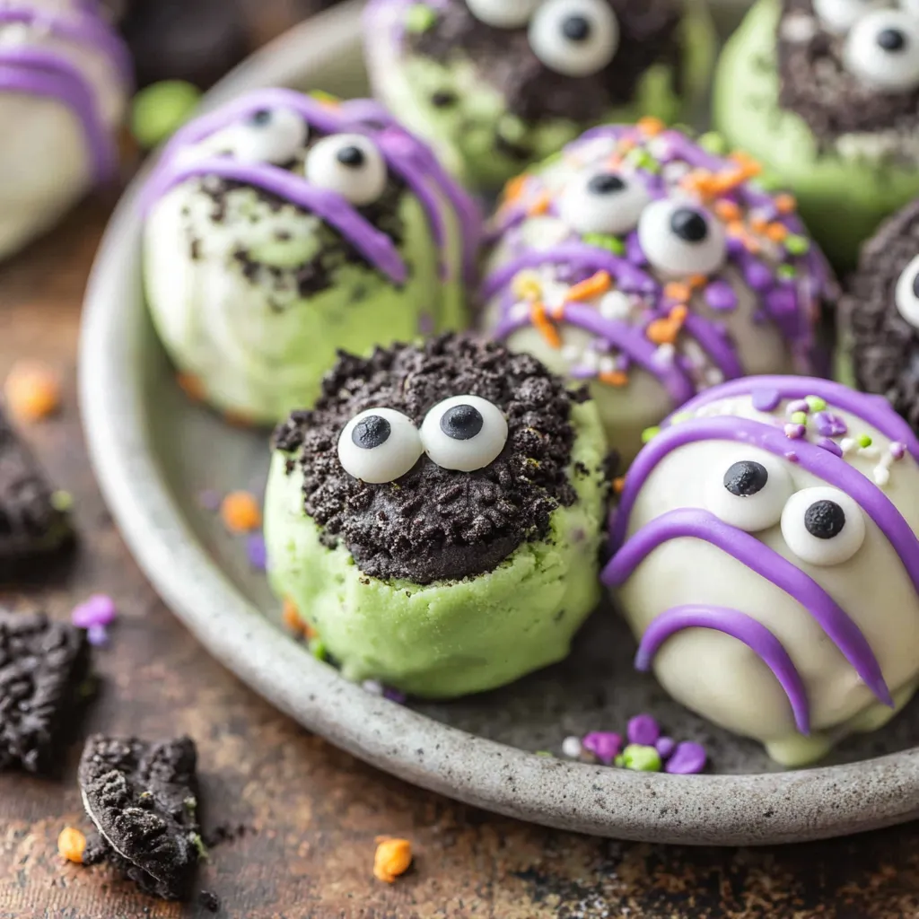 No Bake Monster Truffles (Halloween Oreo Balls)