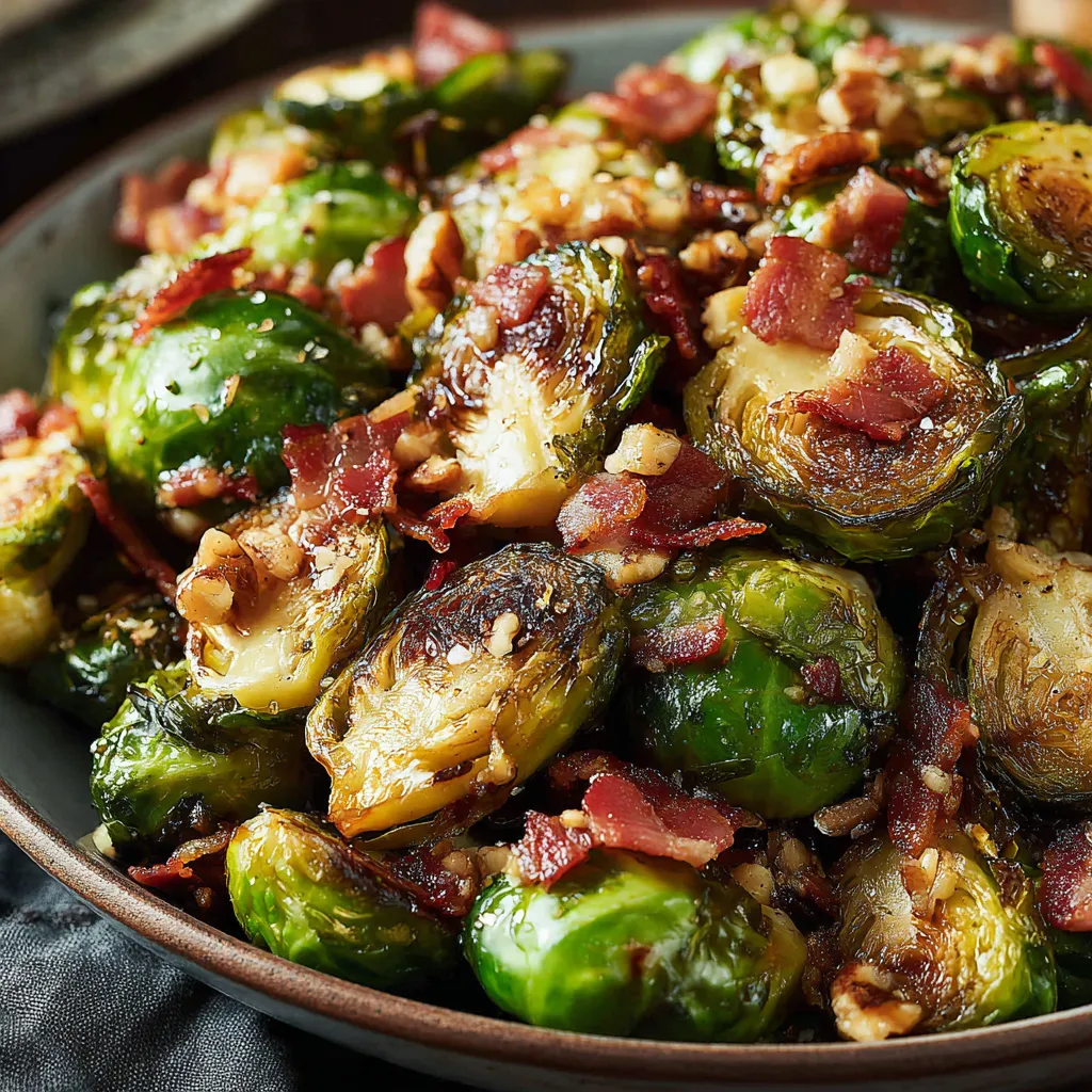 Roasted Brussels Sprouts with Bacon and Maple Balsamic Glaze