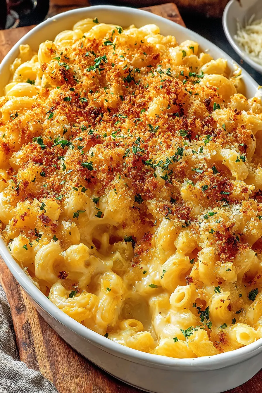 Close-up of crunchy breadcrumb topping