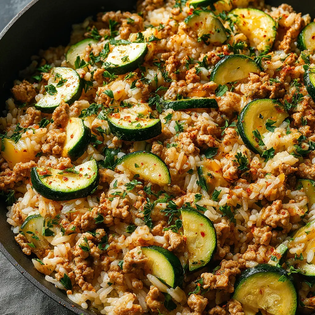 Ground Chicken Zucchini Rice Skillet