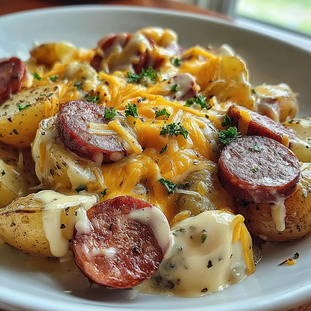 Cheesy Ranch Potatoes and Smoked Sausage
