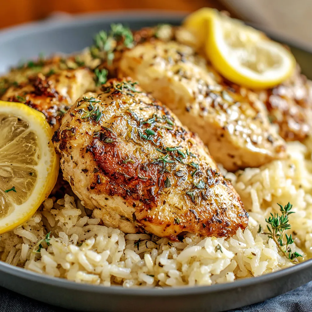 Slow Cooker Lemon Herb Chicken and Rice