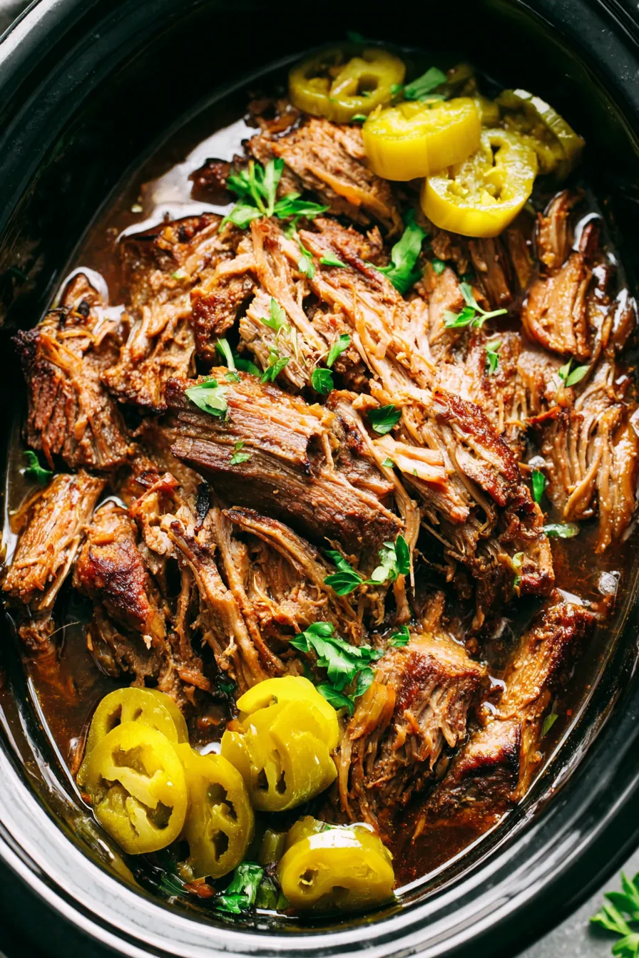 Slow cooker Mississippi pork roast with pepperoncini