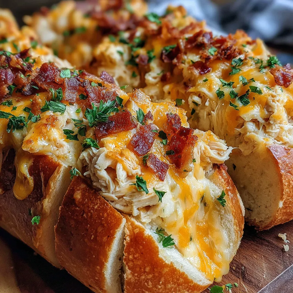 Delicious Chicken Bacon Ranch Stuffed Bread