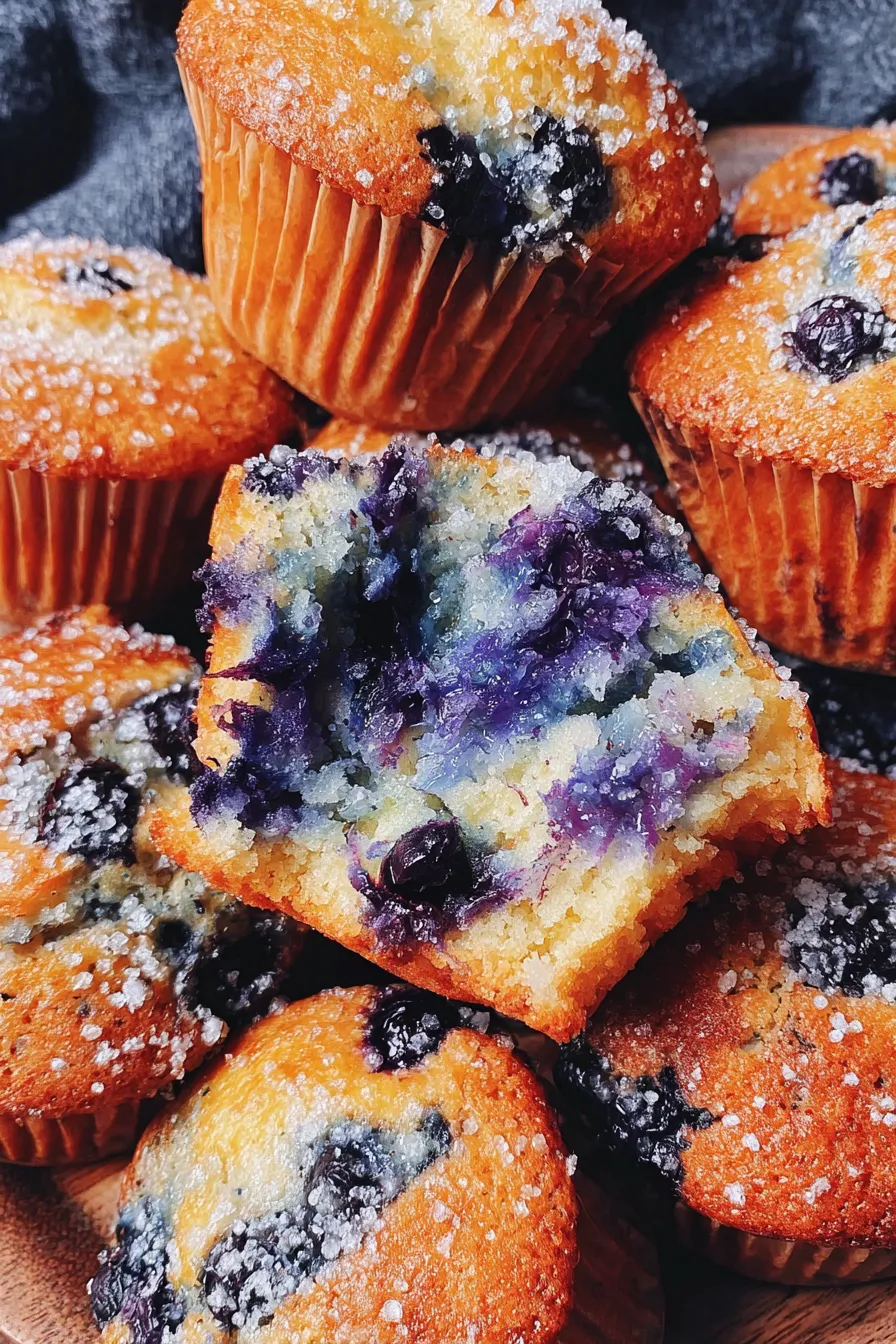 Freshly baked blueberry muffins cooling on a rack