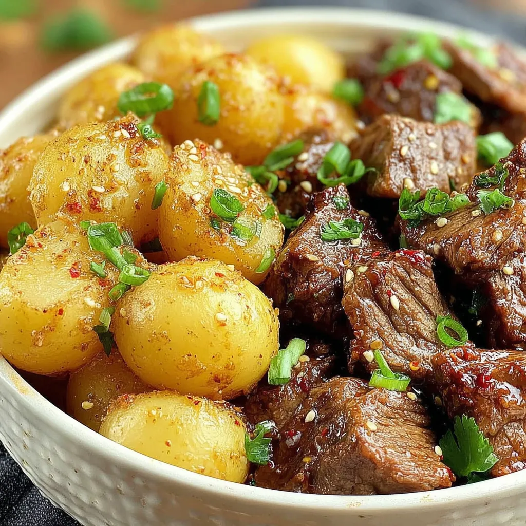 Crockpot Garlic Butter Beef Bites with Potatoes