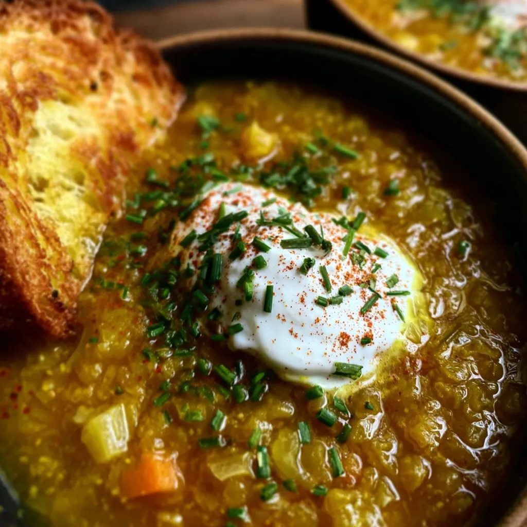 Classic Creamy Pea Soup with Sour Cream Swirl