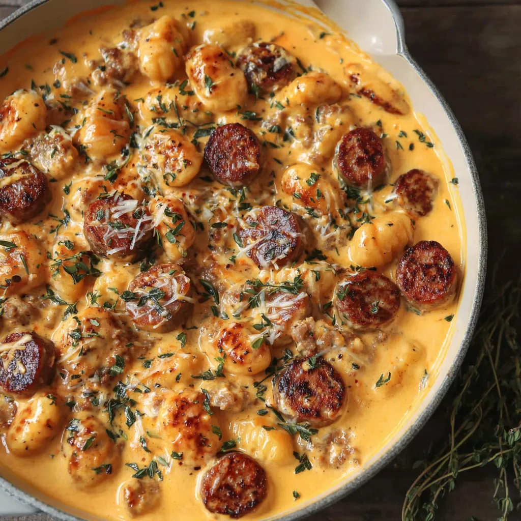 Creamy Butternut Squash Gnocchi with Sausage, Thyme, and Sage