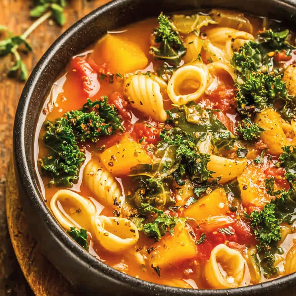 Winter Minestrone Soup with Butternut Squash and Kale