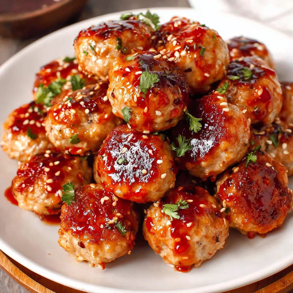 Sheet Pan Sesame Ginger Chicken Meatballs with Sweet Chili Glaze