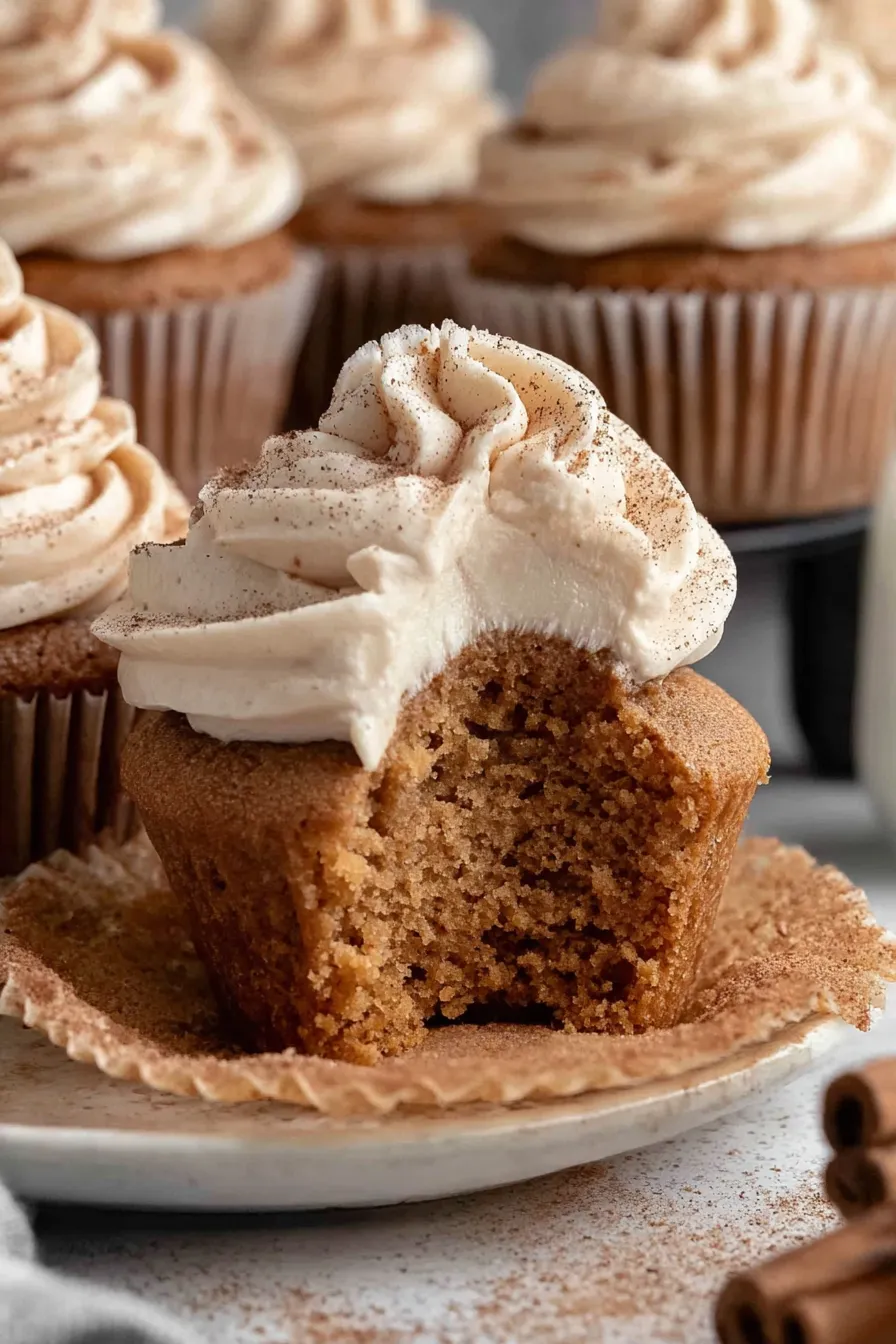 Tray of pumpkin cupcakes cooling on rack