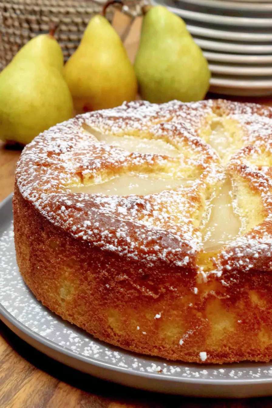 Pear Ricotta Cake on cooling rack