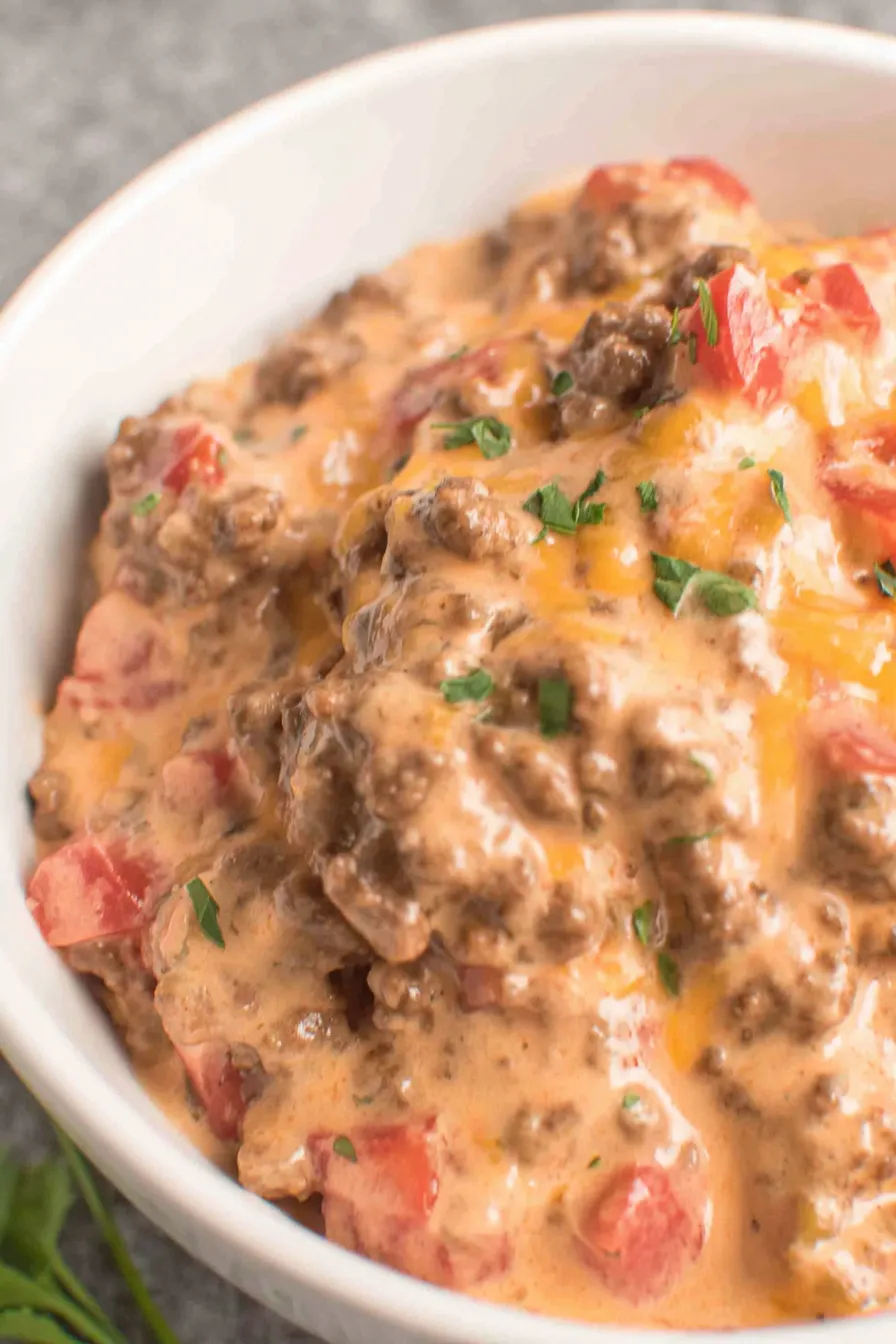 Slow cooker queso dip melting in a crockpot