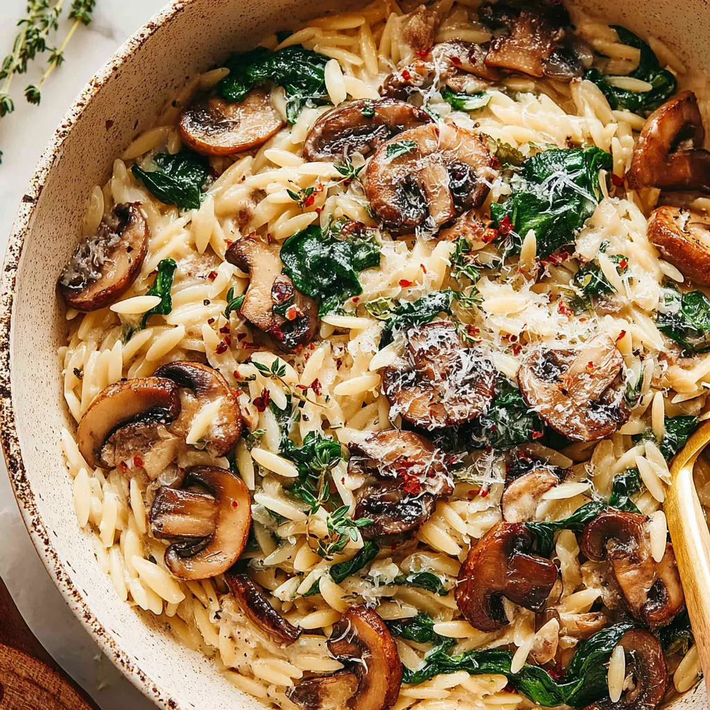 Creamy Garlic Mushroom Orzo