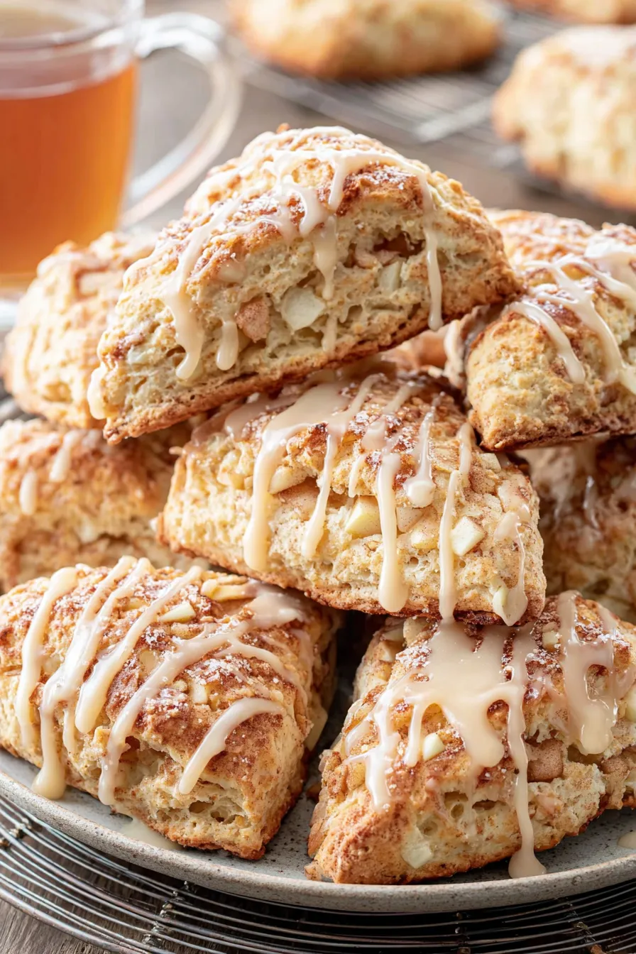 Hand holding a golden apple scone