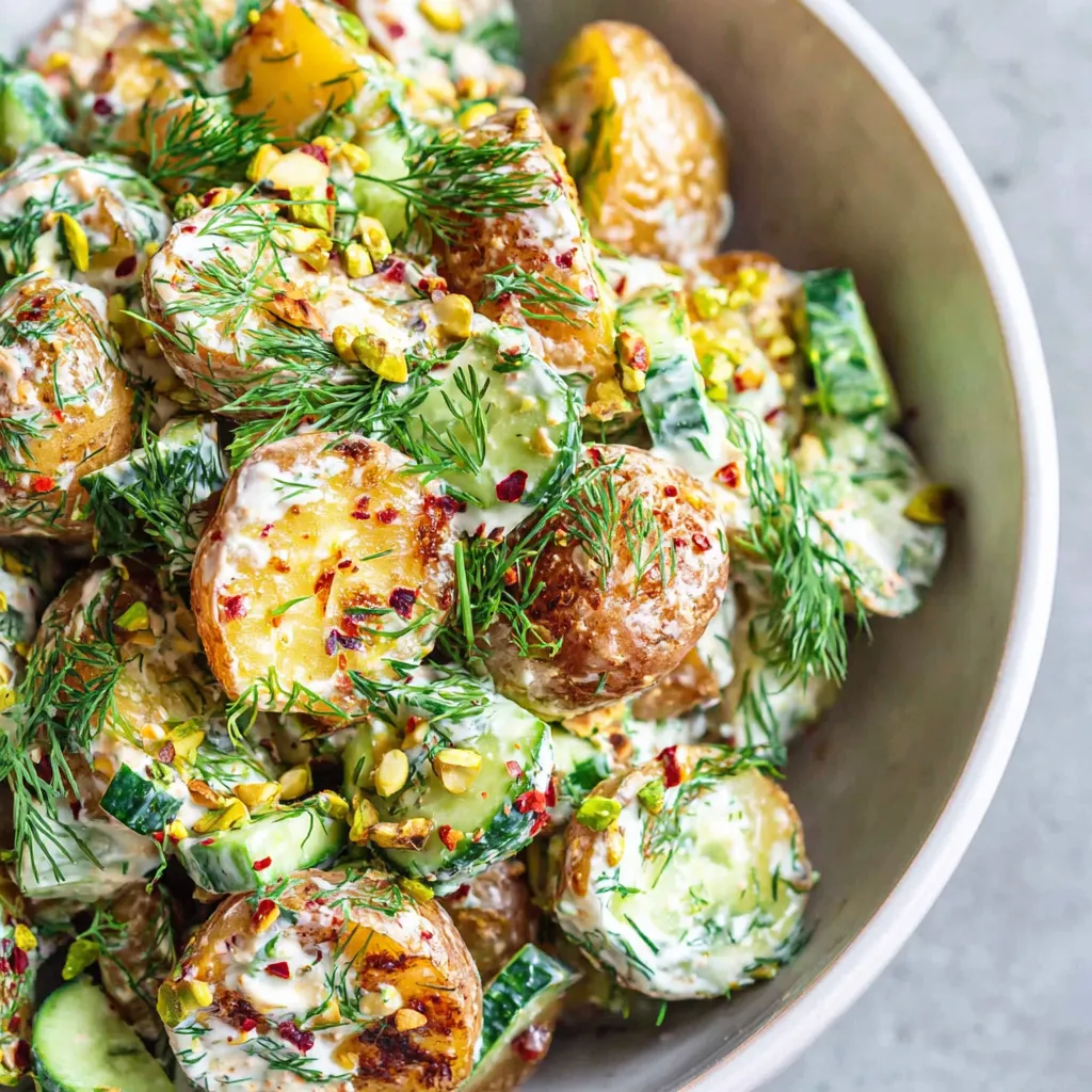 Roasted Potato Salad with Pistachios and Herbed Lemon Dressing